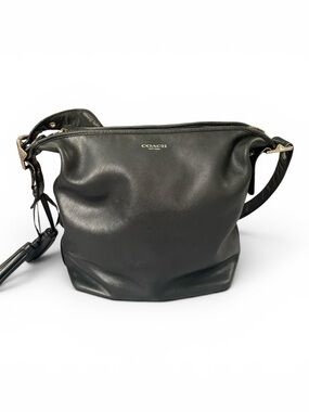 Coach Black Leather Shoulder Bag #19889, Silver Hardware, Adjustable Straps